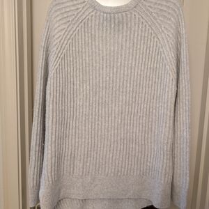 Simply Vera Vera Wang Gray Crewneck Sweater with Ribbed Texture